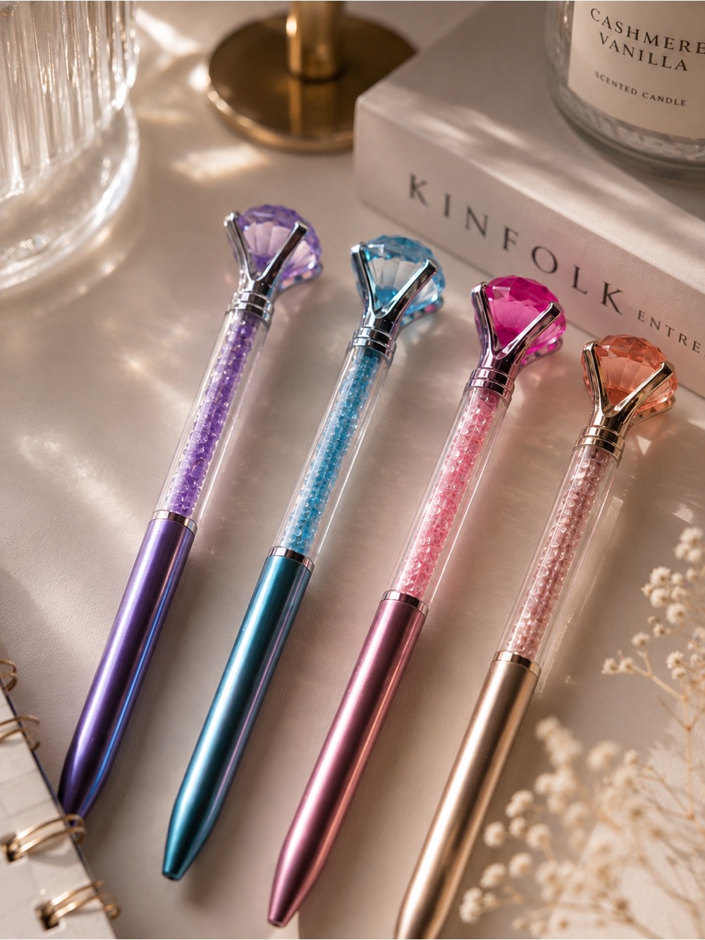 Crystal Ballpoint Pen - Purple, Blue, Pink, Champagne
